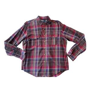 Polo Ralph Lauren Men's Cotton Long Sleeve Button Up Red/Green/Purple Plaid, XL